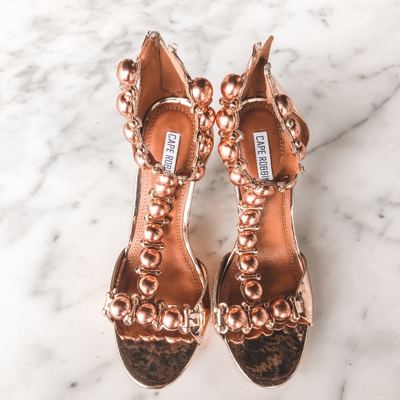 Shoes - NEW Rose Gold Ankle Strap Heels